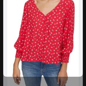 Sanctuary Red Floral Blouse